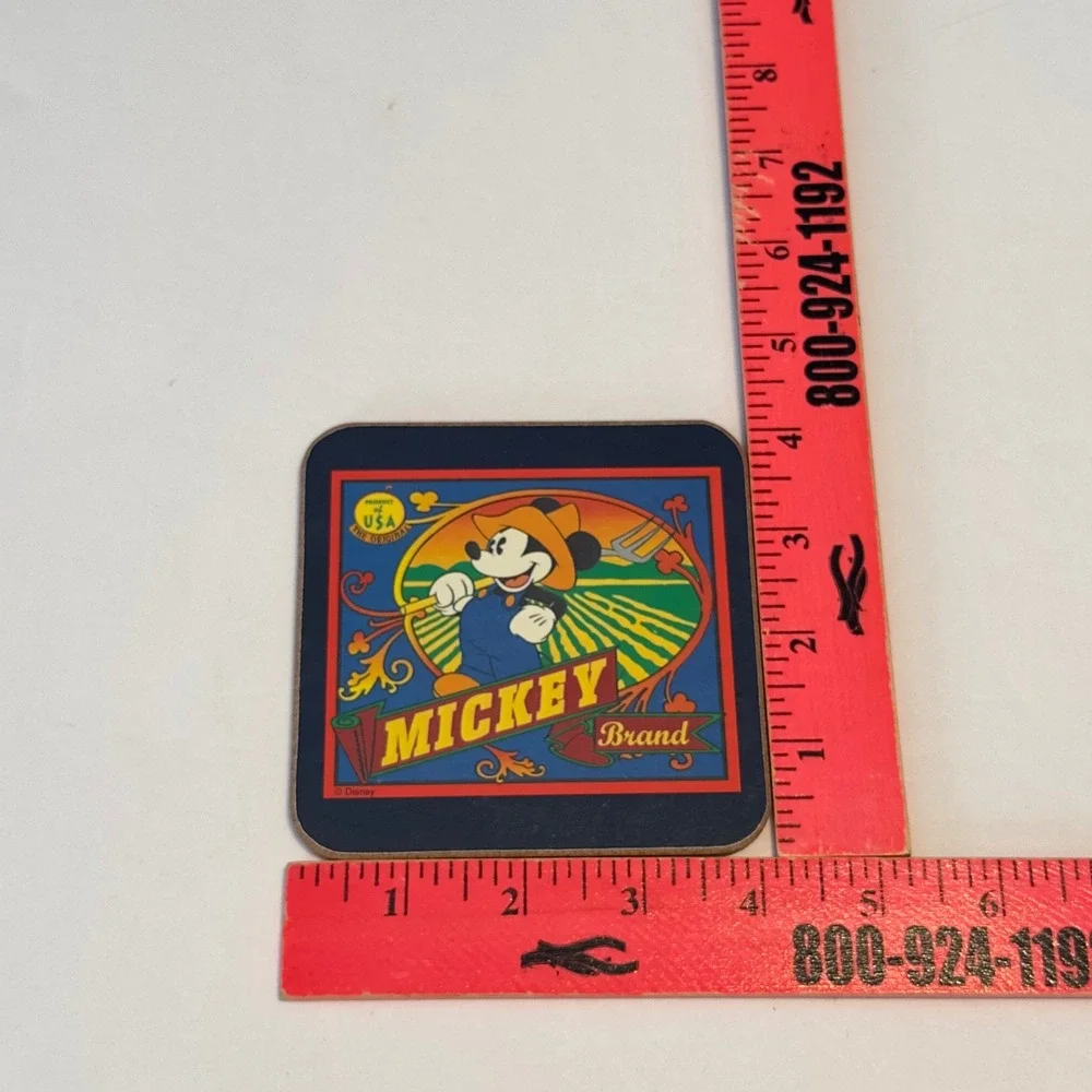 Disney Mickey Mouse Vintage Style Farm Brand Cork Backed Coasters Set of‎ 6